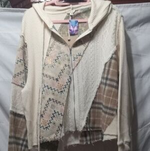 POL Cream and Brown Patchwork Shirt